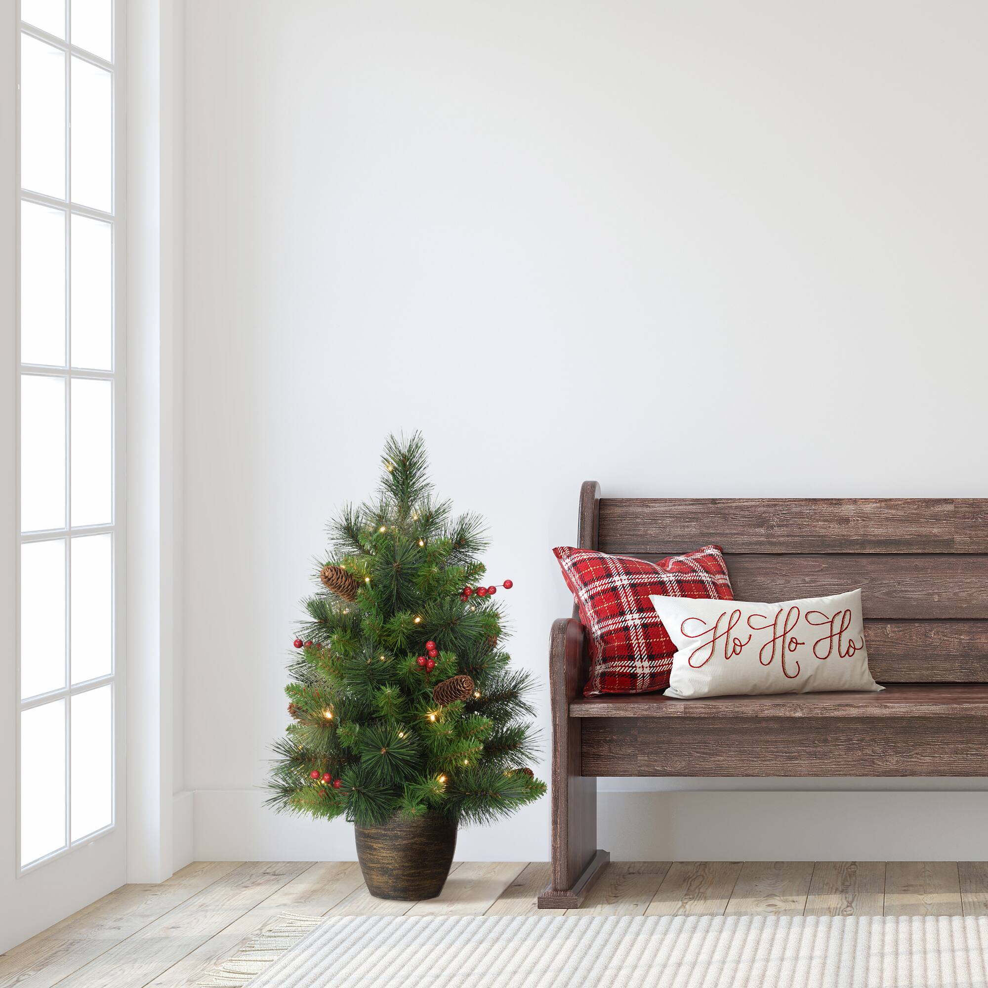 6 Pack: 2ft. Pre-Lit Pre-Decorated Artificial Christmas Tree in Gold Pot, Clear Lights